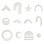 12Pcs 12 Style 201 Stainless Steel Chandelier Component Links, Laser Cut, Mixed Shapes