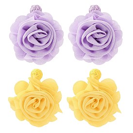 Висячие серьги-гвоздики из полиэстера ко Дню святого Валентина, цветок, с фурнитурой для сережек из сплава, платина