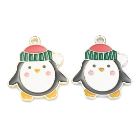 Colgantes de la aleación del esmalte, pingüino de navidad, colorido