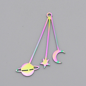 Ионное покрытие (ip) 201 подвески из нержавеющей стали, лазерная резка, луна, звезда и планета