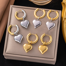 304 двухцветные серьги-кольца в форме сердца из нержавеющей стали