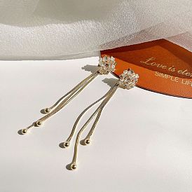 Серьги-гвоздики с кисточками из акрила и сплава, цветок