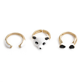 Adorable Panda Hug Ring Set - Trendy and Unique Open-Ended Women's Rings (3 Pieces)