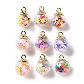 Стеклянные подвески, круглые, с ccb и полимерной глиной ручной работы