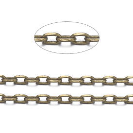 Cadenas de cable de latón, cadenas de corte de diamante, sin soldar, facetados, con carrete, oval, sin plomo y cadmio