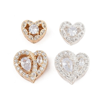 Стойки обшивки латунь микро проложить кубического циркония бусы, долговечный, без свинца и без кадмия, сердце