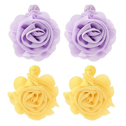 Висячие серьги-гвоздики из полиэстера ко Дню святого Валентина, цветок, с фурнитурой для сережек из сплава, платина