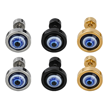 6шт 3 цвета серьги-гвоздики из нержавеющей стали от сглаза для мужчин, cmолой