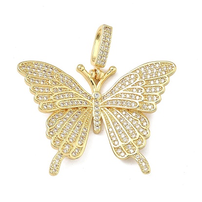 Латунные микропаве прозрачные подвески с фианитом, бабочка