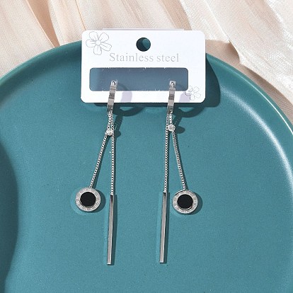 304 плоские круглые серьги-кольца с кисточками из нержавеющей стали и кристаллами горного хрусталя, cmолой