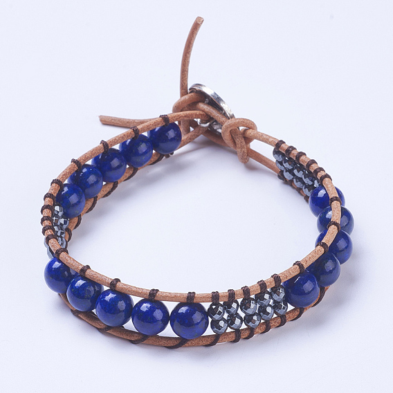 Браслеты из натурального драгоценного камня, с результатами гематита и сплавов, граненые, античное серебро