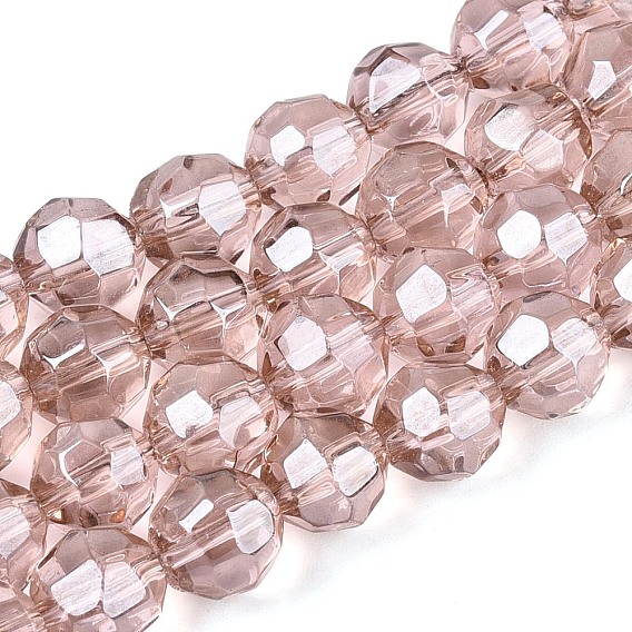 Стеклянные бусины с гальваническим покрытием , граненые, круглые