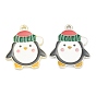 Alloy Enamel Pendants, Christmas Penguin, Colorful