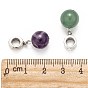 Large Hole Alloy European Dangle Charms, with Round Gemstone Pendants, 23mm, Hole: 5mm