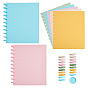 10Pcs 5 Colors Rectangle PP Plastic Binder Diary Notebook Cover, with 55Pcs 5 Colors Loose Leaf Ring