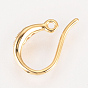 Brass Micro Pave Cubic Zirconia Earring Hooks, with Horizontal Loop, Nickel Free, Real 18K Gold Plated