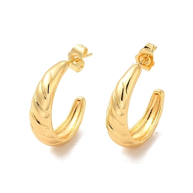 Rack Plating Brass Croissant Stud Earrings for Women, Lead Free & Cadmium Free