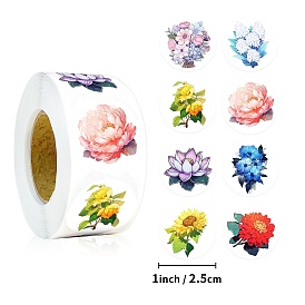 Round Paper Flower Cartoon Sticker Rolls, Decorative Sealing Stickers for Gifts, Party, Kid's Art Craft