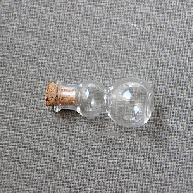 Gourd Shape Miniature Glass Bottles, with Cork Stoppers, Empty Wishing Bottles, for Dollhouse Accessories, Jewelry Making