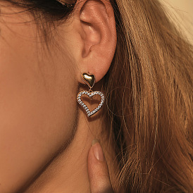 Heart Pendant Zircon Exquisite Earrings Irregular Design Sweet Earrings 18K Gold Plated