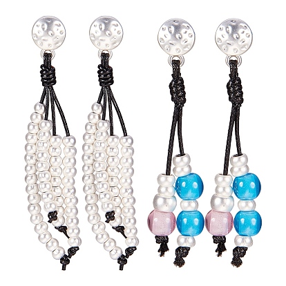 Alloy Stud Earrings, with Ear Nuts & Acrylic Beads, Rondelle