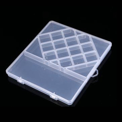 Rectangle Polypropylene(PP) Bead Storage Containers, with Hinged Lid and 21 Grids, for Jewelry Small Accessories