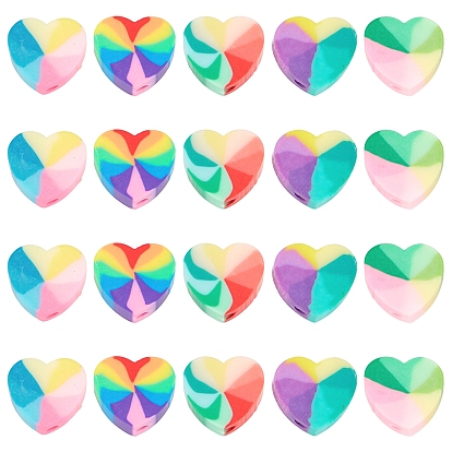 100 Pcs 5 Colors Handmade Polymer Clay Beads, for DIY Jewelry Crafts Supplies, Heart