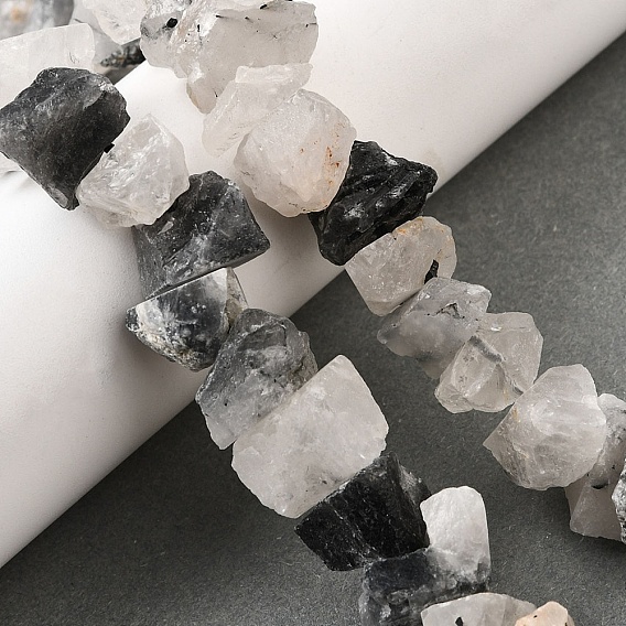 Натуральные турмализированные кварцевые бусинки, необработанный грубый камень, самородки