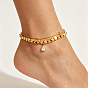 Elegant Brass Glass Teardrop Charm Double-Layer Foot Chain Anklets for Women