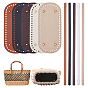 5Pcs 5 Colors PU Leather Oval Bottom, for Knitting Bag, Women Bags Handmade DIY Accessories, with 10Pcs 5 Colors PU Imitation Leather Bag Straps