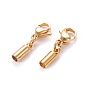 304 Stainless Steel Lobster Claw Clasps, with Cord Ends, Column