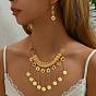 Fashion Elegant Brass Tassel Coin Necklace and Earring Set for Women