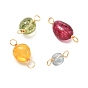 Natural Quartz Links Connectors, with Real 18K Gold Plated Eco-Friendly Copper Wire, Nuggets