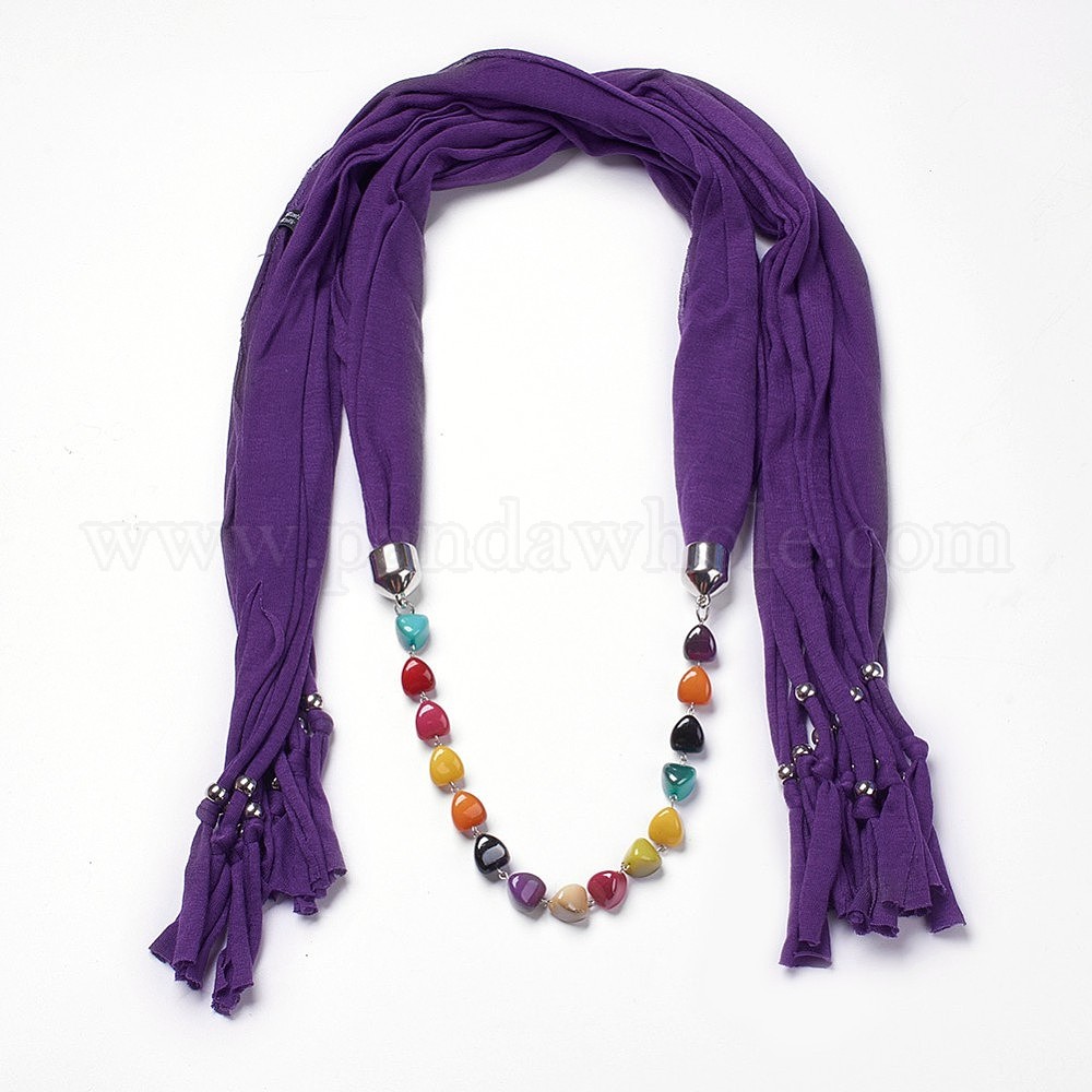 Fábrica China Collares de perlas bufanda de tela de las mujeres simples de diseño, con hallazgos de plástico ccb pulgada ~ 77.9 pulgada (194~198 cm) a granel en línea - PandaWhole.com