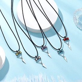 Ожерелья с подвесками в виде конуса и пирамиды из сплава с бисером цилиндрической формы от сглаза, ожерелья из черного вощеного хлопкового шнура, платина