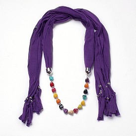 Collares de perlas bufanda de tela de las mujeres simples de diseño, con hallazgos de plástico ccb