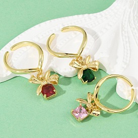 Латунные микропаве кубические цирконии регулируемые открытые манжеты кольца для женщин, подарок, стойки покрытие, прочное покрытие, без кадмия и без свинца