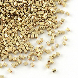 FGB Grade A Glass Seed Beads, Hexagon(Two Cut), Metallic Colours
