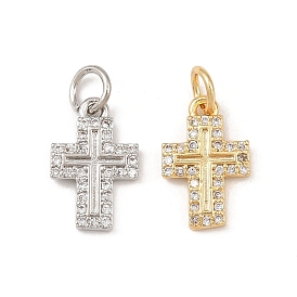 Латунные микро проложить кубического циркония подвески, крестик, без кадмия и без свинца, стойки покрытие, долговечный, с целью перехода в кольце