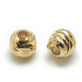 Laiton perles d'entretoise, ronde à facettes, réel 18 k plaqué or