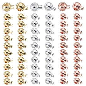66pcs 3 couleurs perles à écraser en laiton, plaqué longue durée, ronde