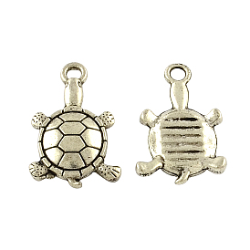 Tibetan Style Alloy Tortoise Pendants, Cadmium Free & Lead Free, 19x12x3mm, Hole: 2mm, about 454pcs/500g