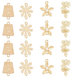 32Pcs 4 Style Smooth Surface Alloy Links/Connectors, Mixed Shapes
