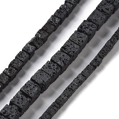 Natural Lava Rock Beads Strands, Frosted, Cube