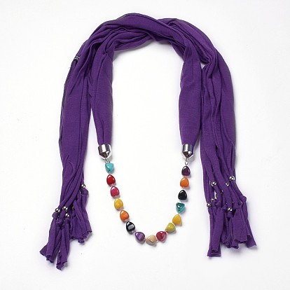 Collares de perlas bufanda de tela de las mujeres simples de diseño, con hallazgos de plástico ccb