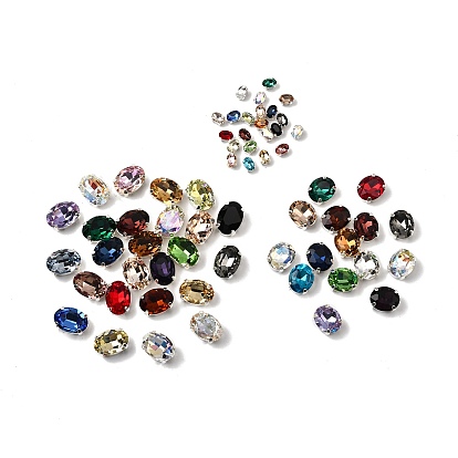 Шить на горный хрусталь, стекло горный хрусталь, овальные, с платиновыми латунными зубцами