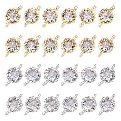 24 шт. 2 цвета цветок латунь микро паве кубический цирконий звенья, без кадмия, без никеля и без свинца