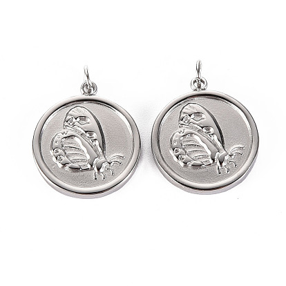 304 подвески из нержавеющей стали, с прыжковых колец, плоские круглые с бабочкой