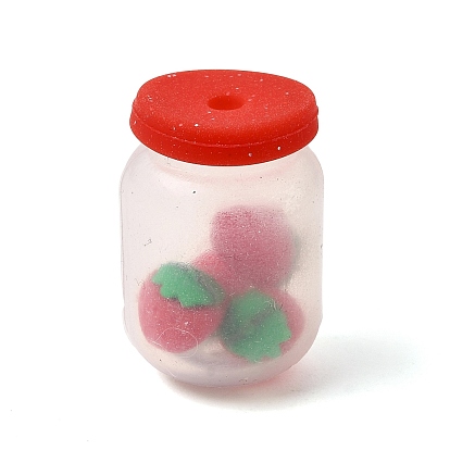 3D Silicone Beads, Focal Beads, Strawberry Jar
