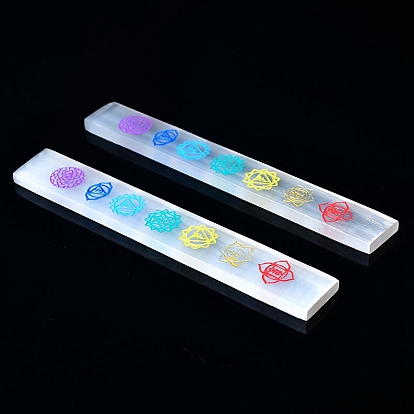 Чакра натуральная гипсовая скульптура витрина украшения, для медитации рейки балансировка силы викка, прямоугольные